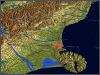 3D Christchurch NZ  map -  vector data combined with  Physical  Relief map.